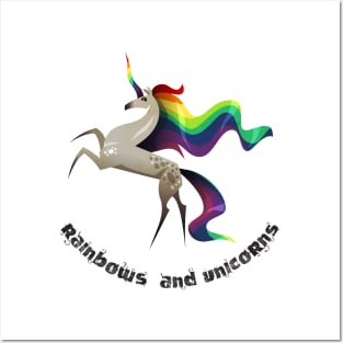 rainbows and unicorns Posters and Art